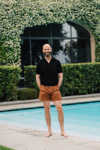 Polo shirt and swim shorts